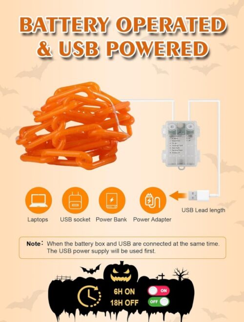 SLL1129-3 Halloween Decor Plastic Chain String Lights